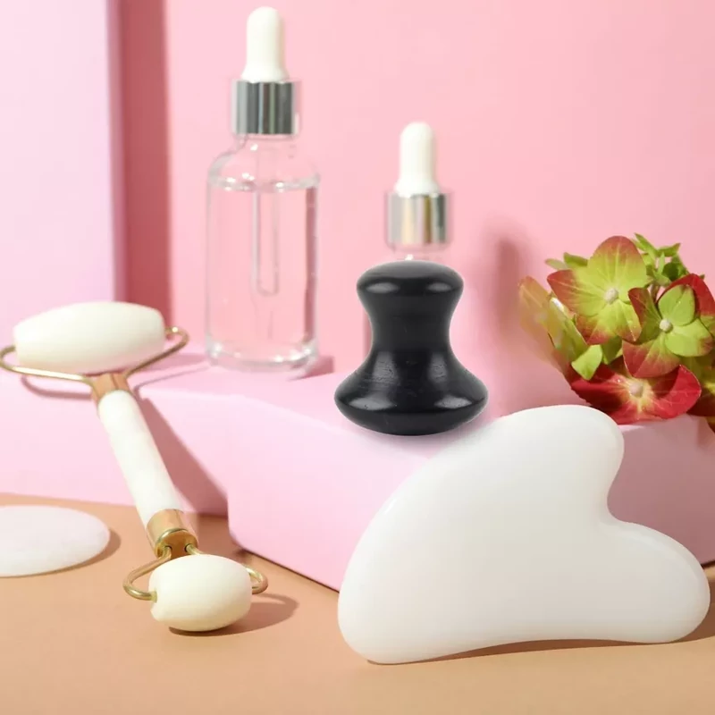 Fehér jáde arcroller + hegyikristály gua sha szett